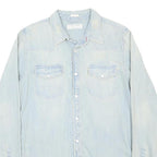 GUESS JEANS Mens Blue Denim Shirt M Light Wash Cotton Button Front