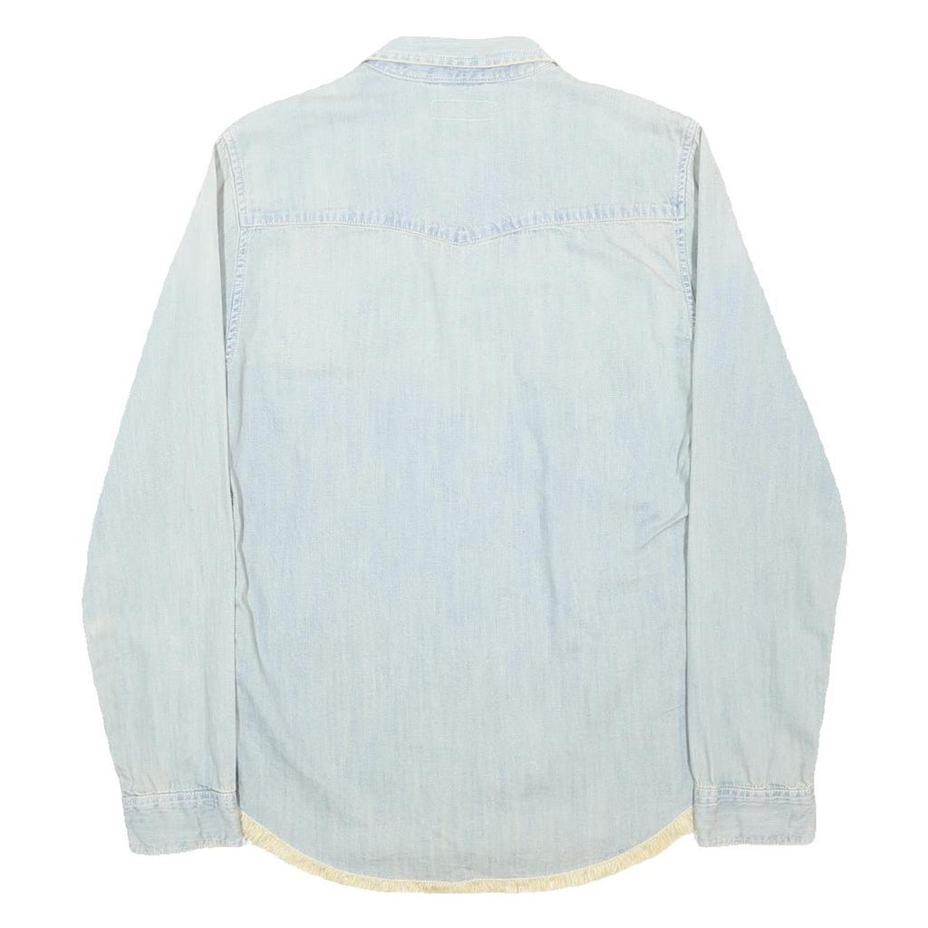 GUESS JEANS Mens Blue Denim Shirt M Light Wash Cotton Button Front