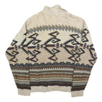 FIUME Mens Beige Brown Patterned Wool Blend Polo Jumper M Pullover Chunky Knit