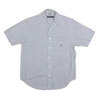 NAUTICA Mens Blue & White Check Shirt S Cotton Blend Casual Summer Button