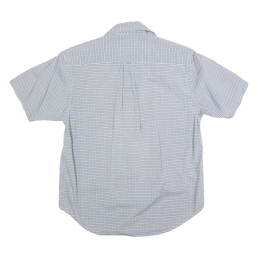 NAUTICA Mens Blue & White Check Shirt S Cotton Blend Casual Summer Button