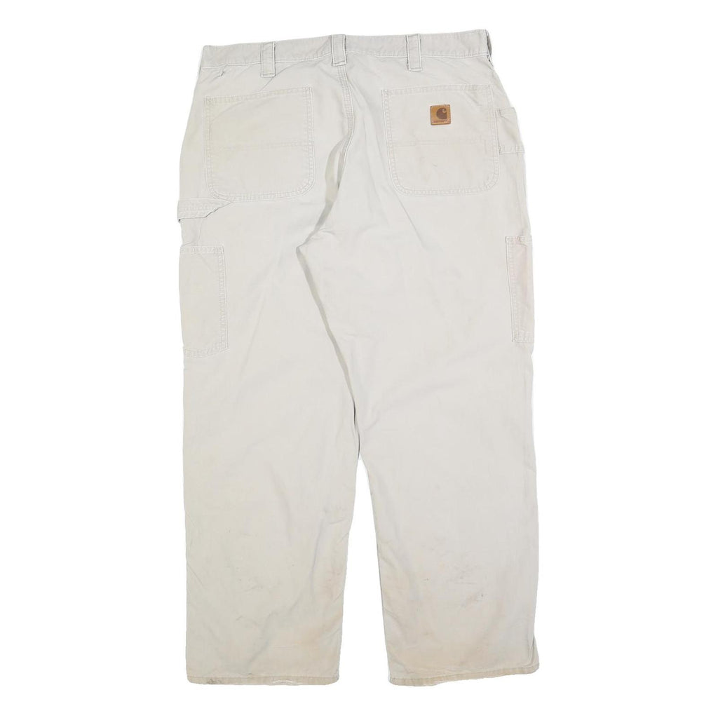 CARHARTT Mens Cotton Blend Beige Loose Straight Trousers W38 L30 Workwear