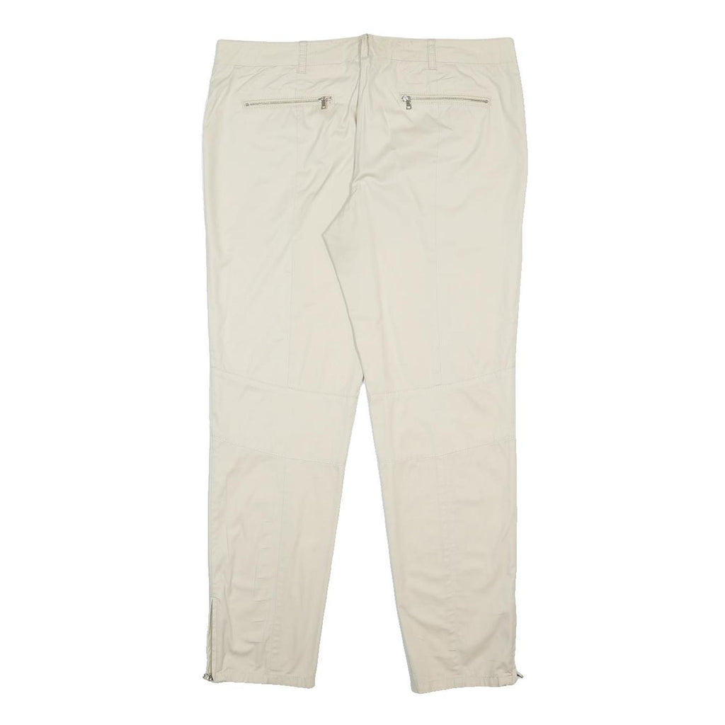 MOSCHINO Womens Cotton Blend Cream Regular Trousers W36 L29 Zip Pockets