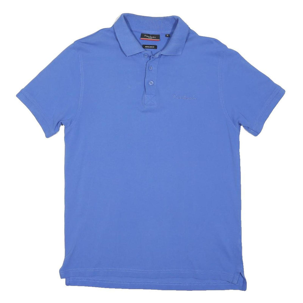 PIERRE CARDIN Mens Blue Short Sleeve Plain S Polo Shirt Cotton Blend Casual