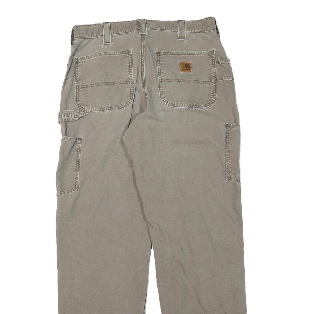 CARHARTT Mens Cotton Blend Khaki Regular Straight Trousers W32 L33 Workwear Zip