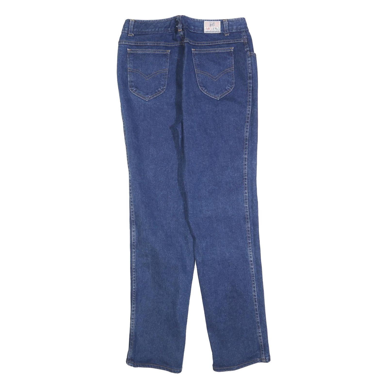 MAD JEANS Womens Blue Regular Straight Denim Medium W28 L30 Cotton Blend Zip