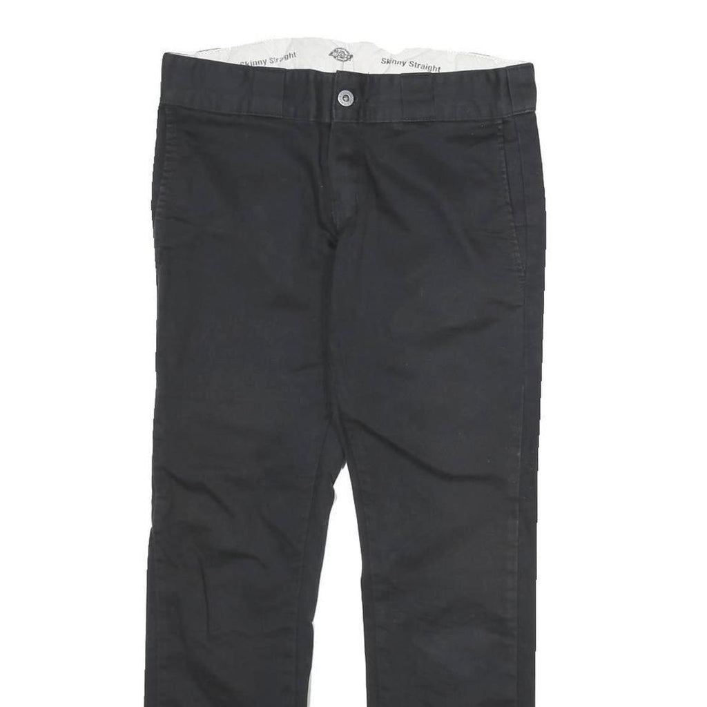 DICKIES Mens Cotton Black Slim Straight Trousers W30 L28 Workwear Zip Closure