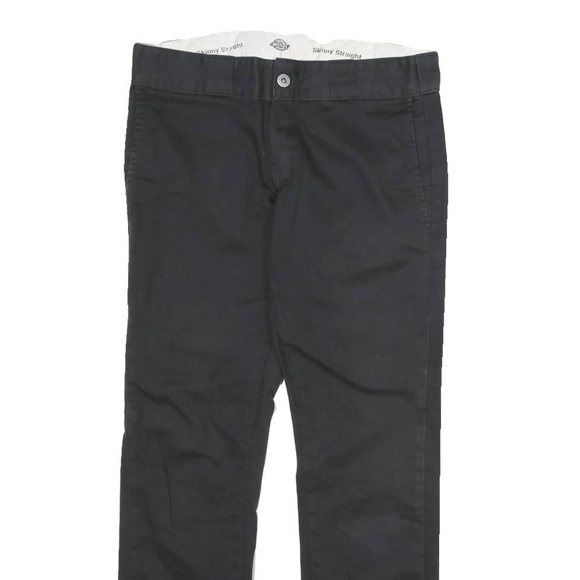 DICKIES Mens Cotton Black Slim Straight Trousers W30 L28 Workwear Zip Closure