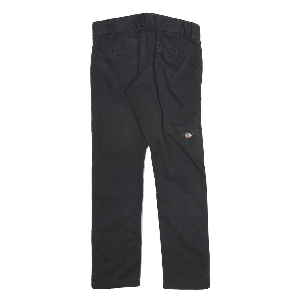 DICKIES Mens Cotton Black Slim Straight Trousers W30 L28 Workwear Zip Closure