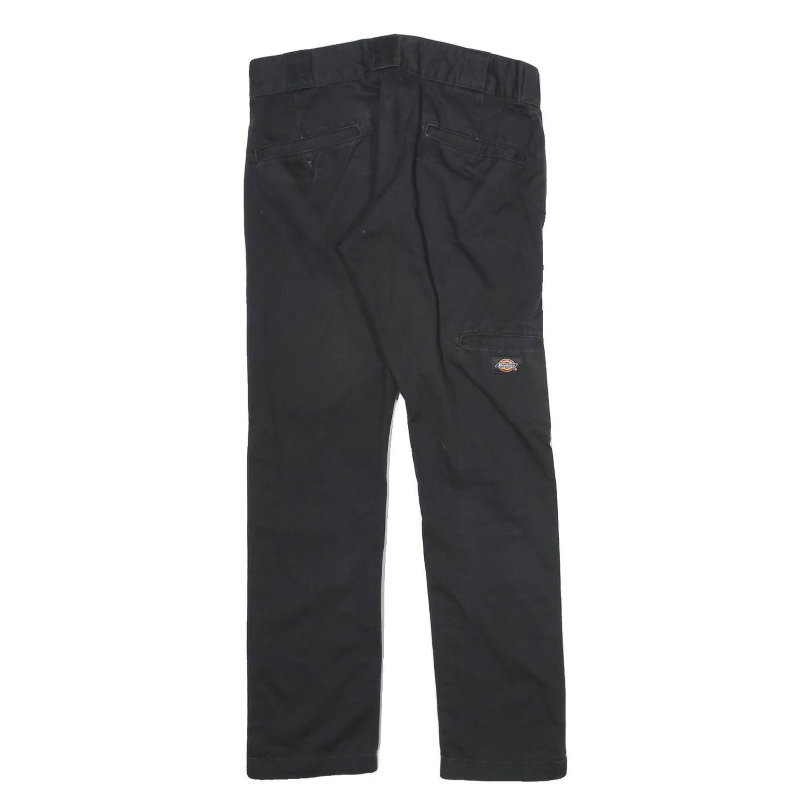 DICKIES Mens Cotton Black Slim Straight Trousers W30 L28 Workwear Zip Closure