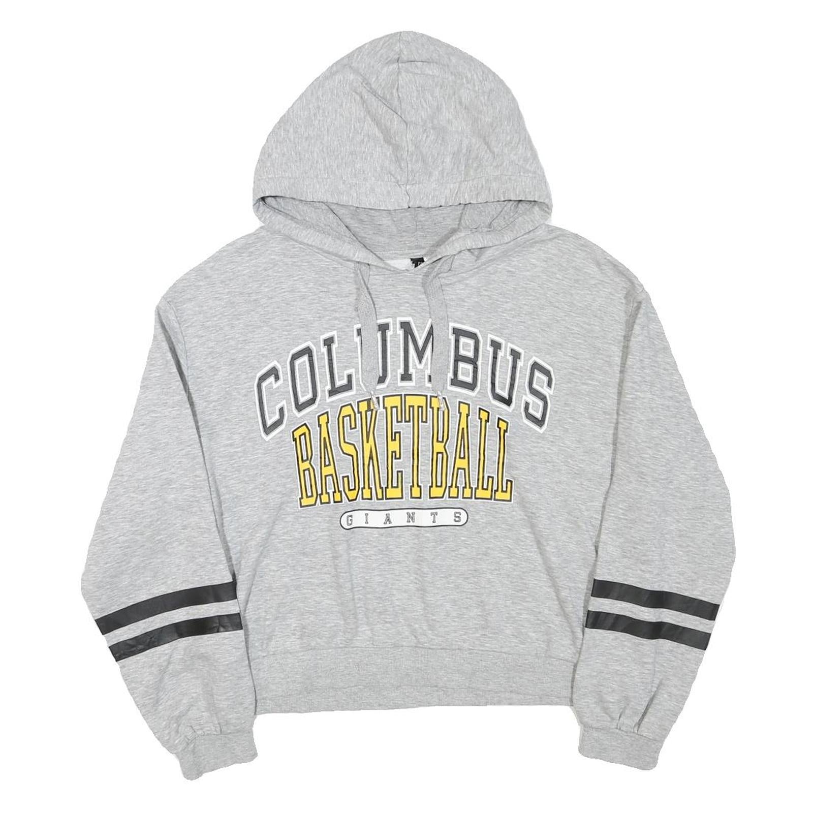 H&M Womens Grey Columbus Basketball Hoodie M Sporty Casual Cotton Blend