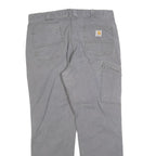CARHARTT Mens Grey Relaxed Fit Straight Trousers W36 L30 Cotton Blend Zip Casual