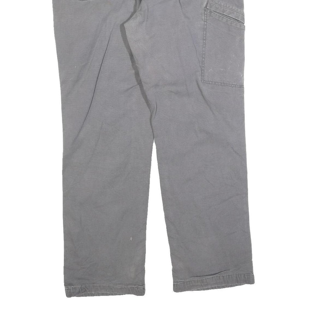 CARHARTT Mens Grey Relaxed Fit Straight Trousers W36 L30 Cotton Blend Zip Casual