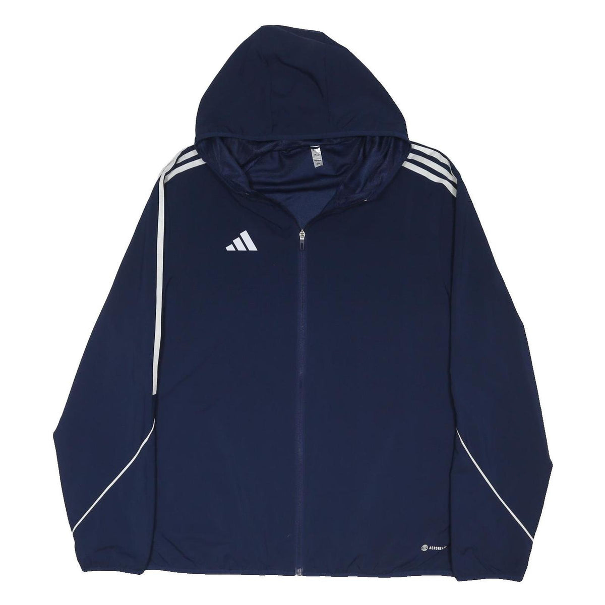 ADIDAS Mens Navy Blue Hooded Zip Jacket XL Polyester Blend Sports Activewear