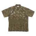 OMEGA Mens Brown Green Paisley Silk Shirt L Button Short Sleeve Summer