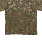 OMEGA Mens Brown Green Paisley Silk Shirt L Button Short Sleeve Summer