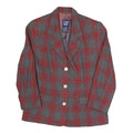 GAP Womens Grey & Red Checked Blazer Jacket S Polyester Blend Classic Button