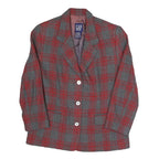 GAP Womens Grey & Red Checked Blazer Jacket S Polyester Blend Classic Button