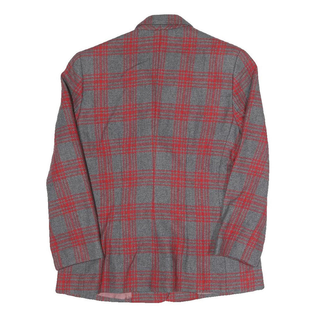 GAP Womens Grey & Red Checked Blazer Jacket S Polyester Blend Classic Button