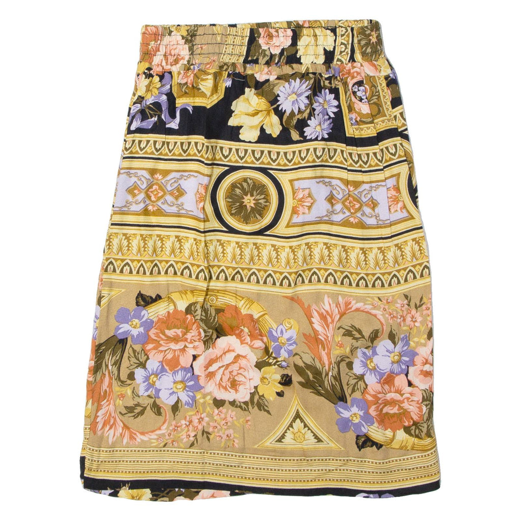 Womens Straight Skirt Beige Knee Length Floral S