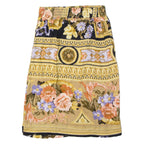 Womens Straight Skirt Beige Knee Length Floral S