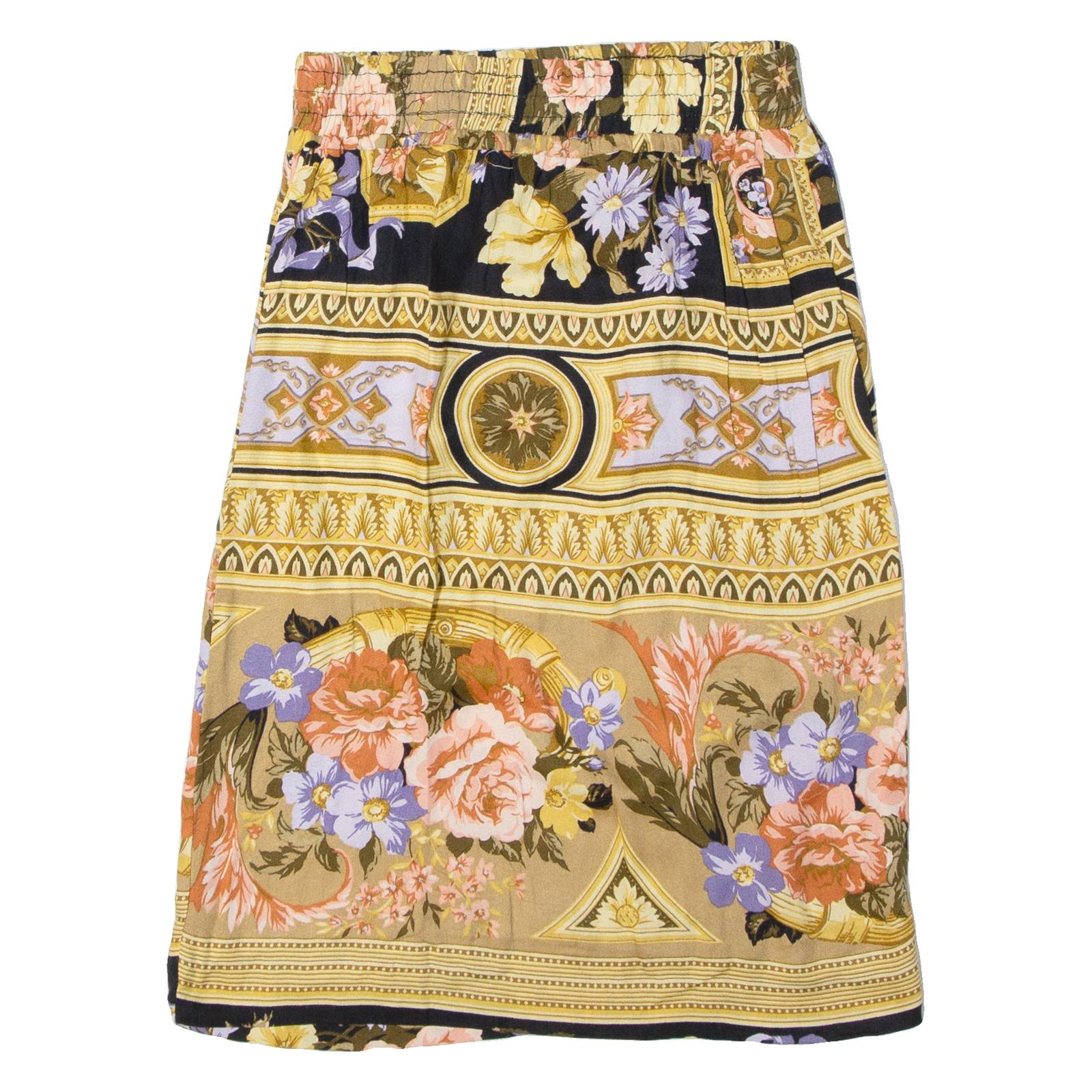 Womens Straight Skirt Beige Knee Length Floral S