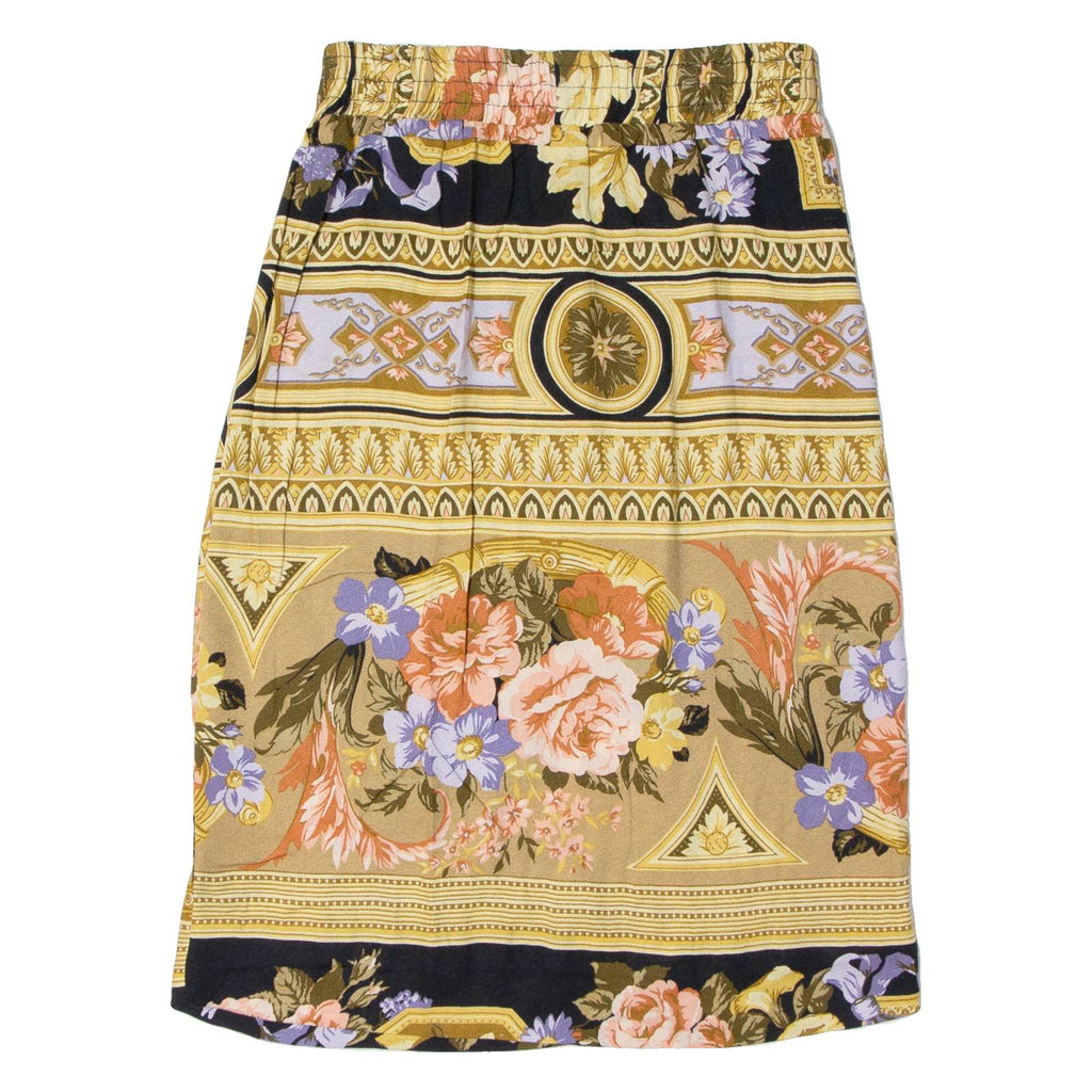 Womens Straight Skirt Beige Knee Length Floral S