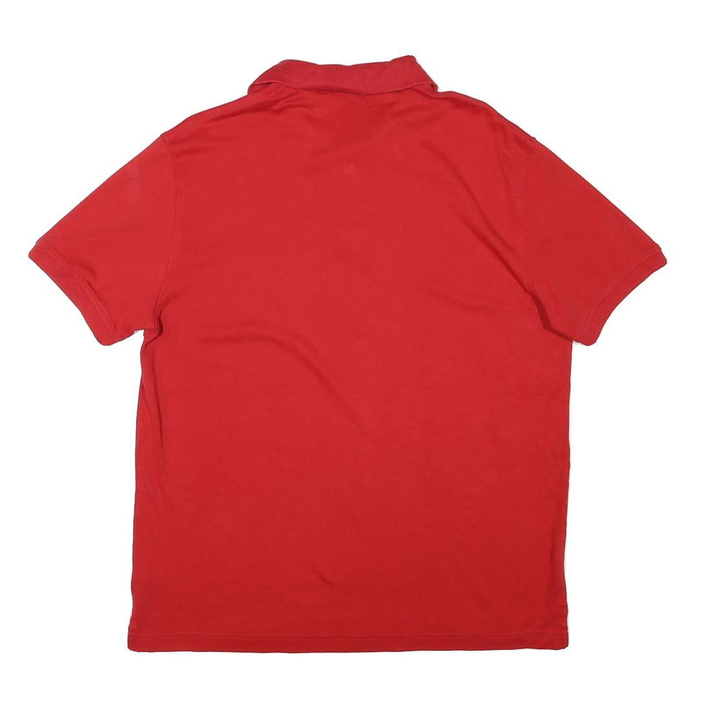 TOMMY HILFIGER Mens Red Short Sleeve Polo Shirt L Cotton Blend Classic Fit