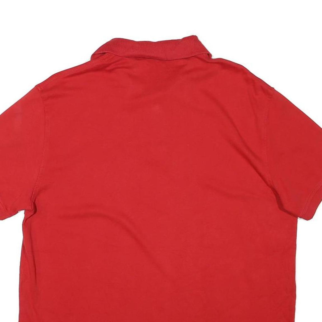 TOMMY HILFIGER Mens Red Short Sleeve Polo Shirt L Cotton Blend Classic Fit