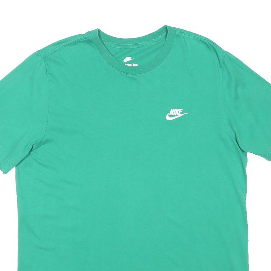 NIKE Mens Green Crew Neck Short Sleeve T-Shirt L Cotton Sport Casual