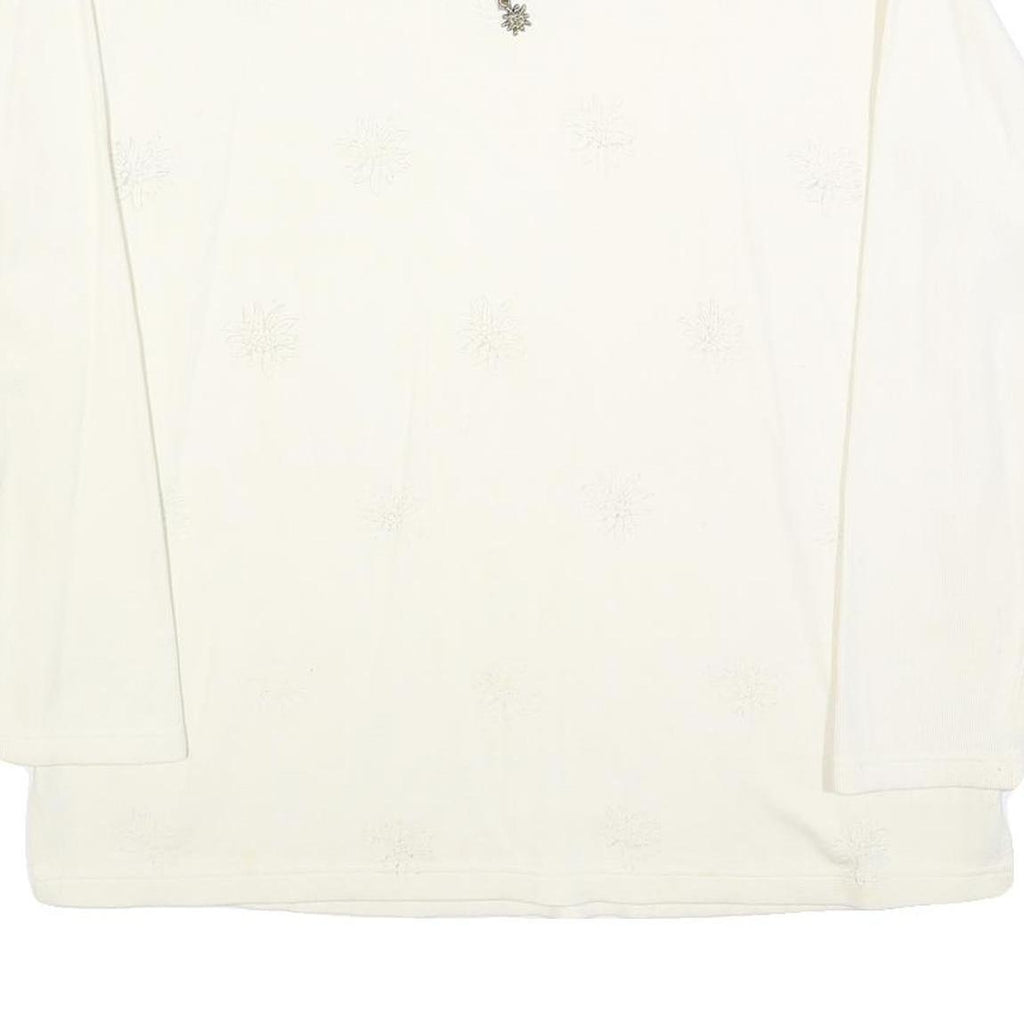 S & K COMPANY Womens White 1/4 Zip XL Cotton Blend Sweatshirt Pullover Casual