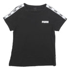 PUMA Womens Black & White Graphic T-Shirt L Short Sleeve Crew Neck Sportswear