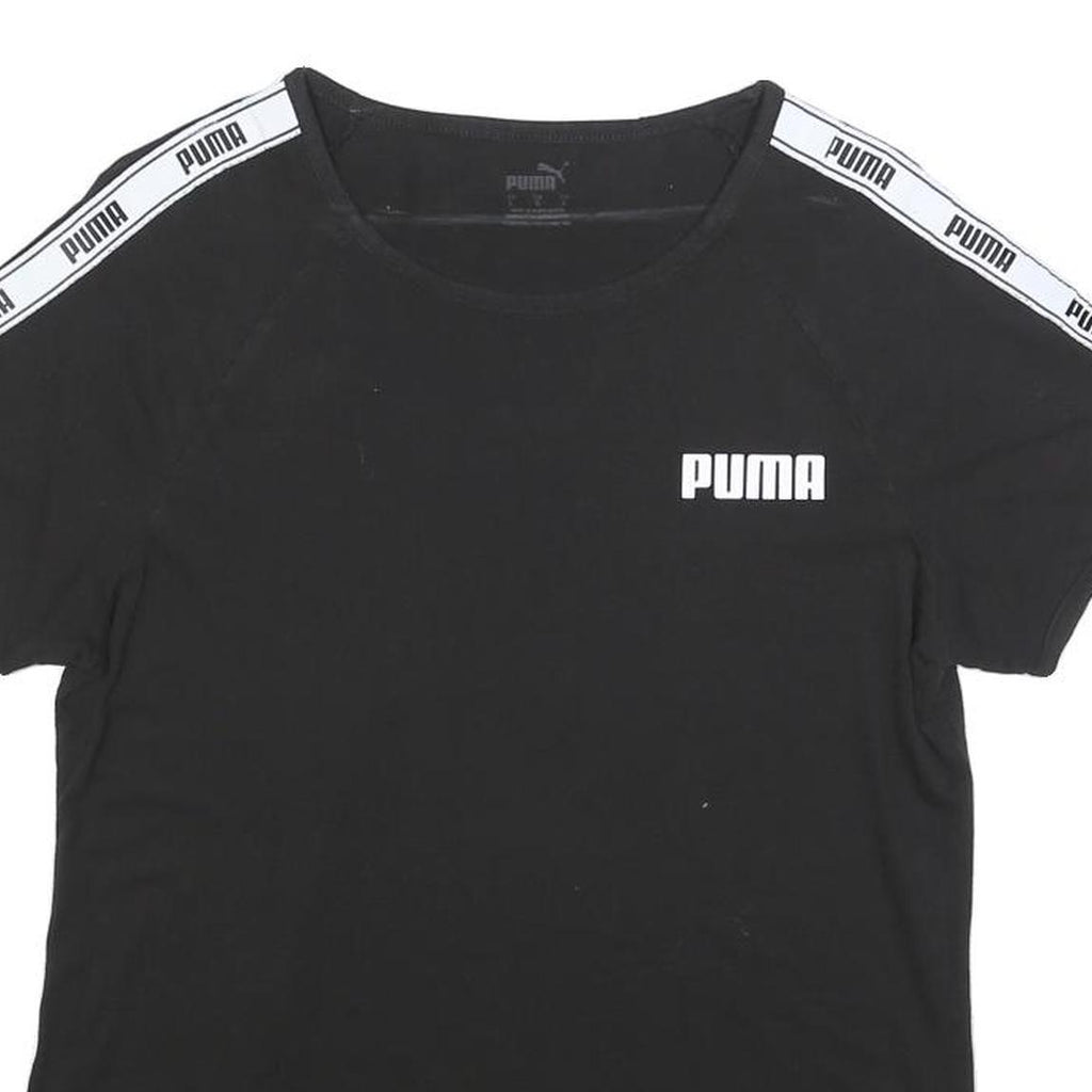 PUMA Womens Black & White Graphic T-Shirt L Short Sleeve Crew Neck Sportswear