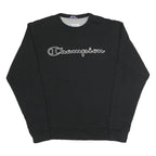 CHAMPION Mens Black Cotton Blend Crew Neck M Logo Sweatshirt