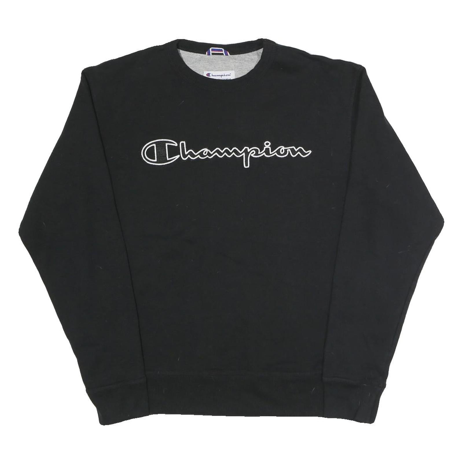 CHAMPION Mens Black Cotton Blend Crew Neck M Logo Sweatshirt