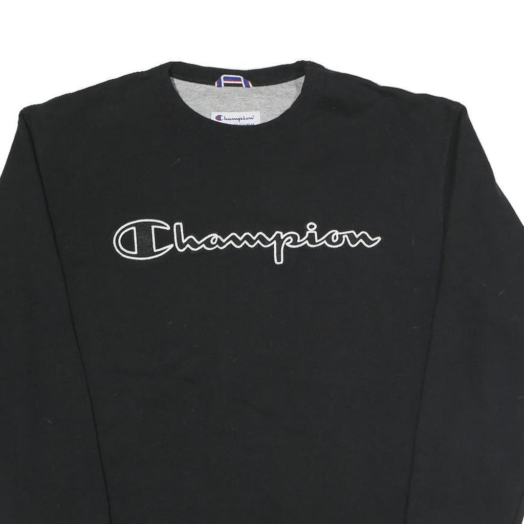 CHAMPION Mens Black Cotton Blend Crew Neck M Logo Sweatshirt