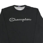 CHAMPION Mens Black Cotton Blend Crew Neck M Logo Sweatshirt