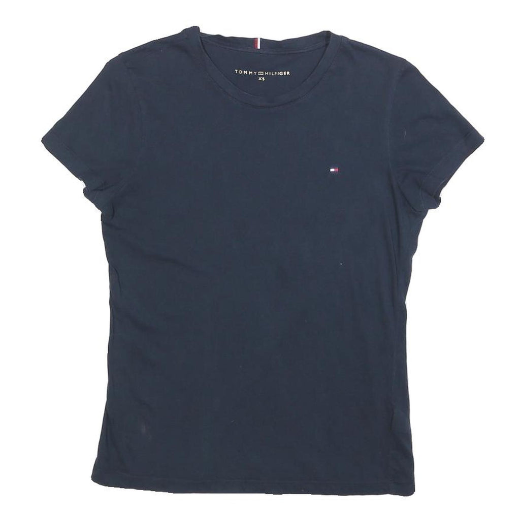 TOMMY HILFIGER Womens Navy Blue T-Shirt XS Short Sleeve Crew Neck Classic Cotton