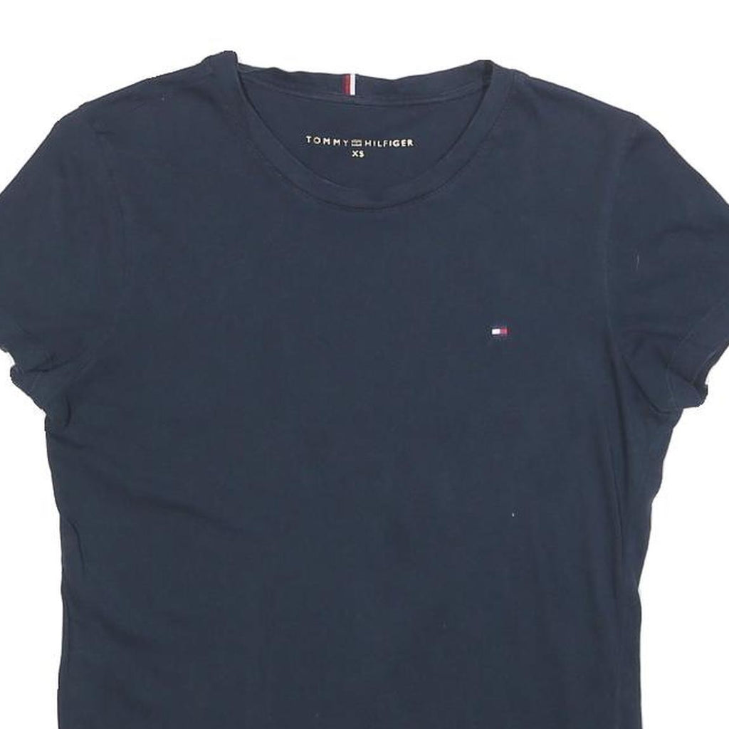 TOMMY HILFIGER Womens Navy Blue T-Shirt XS Short Sleeve Crew Neck Classic Cotton