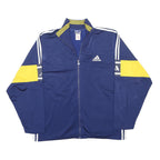 ADIDAS Mens Blue & Yellow Track Jacket L Polyester Blend Zip Collar Long Sleeve