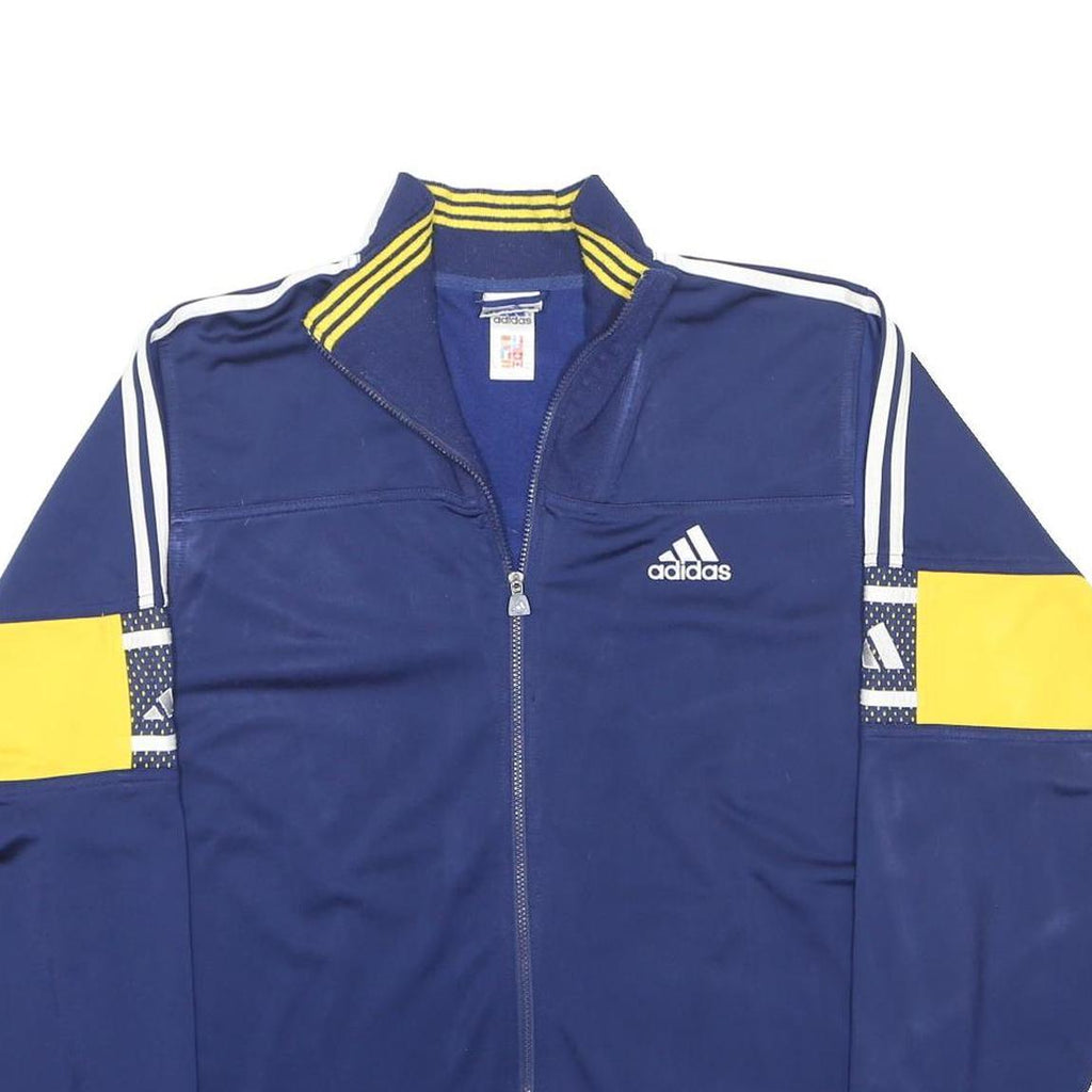 ADIDAS Mens Blue & Yellow Track Jacket L Polyester Blend Zip Collar Long Sleeve