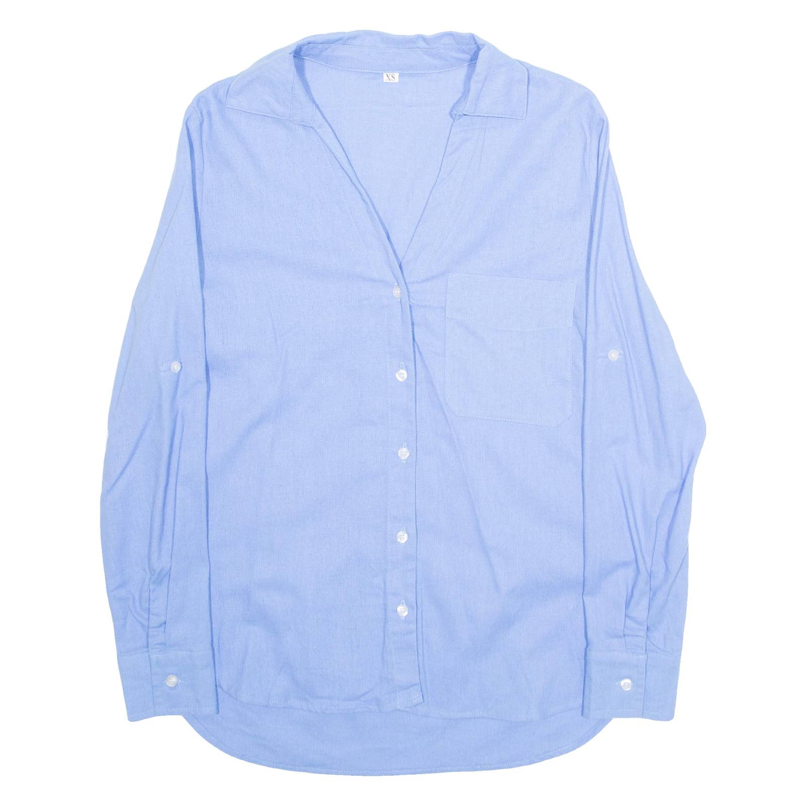 Womens Shirt Blue V-Neck Long Sleeve XS