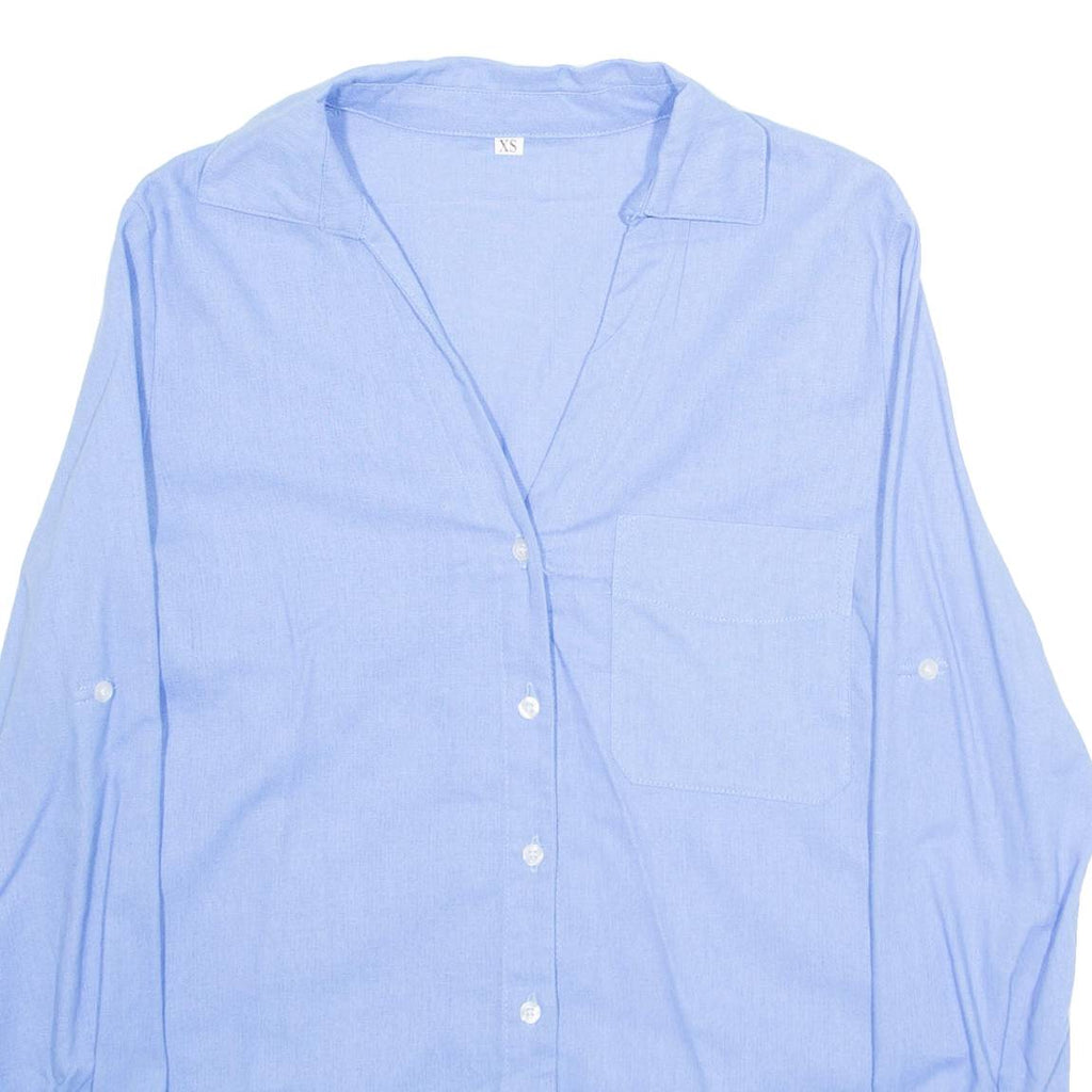 Womens Shirt Blue V-Neck Long Sleeve XS