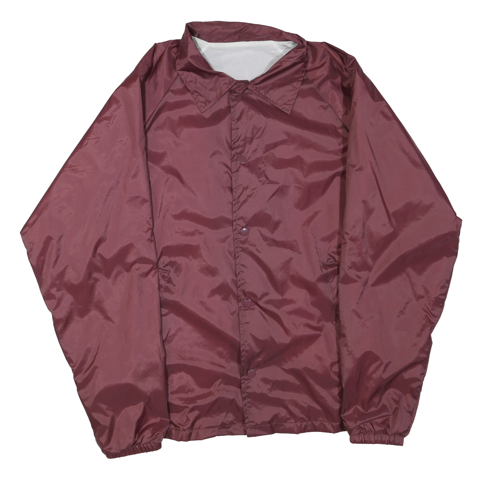 Mens Maroon Lightweight Button Closure Polyester Blend Jacket XL Plain Casual