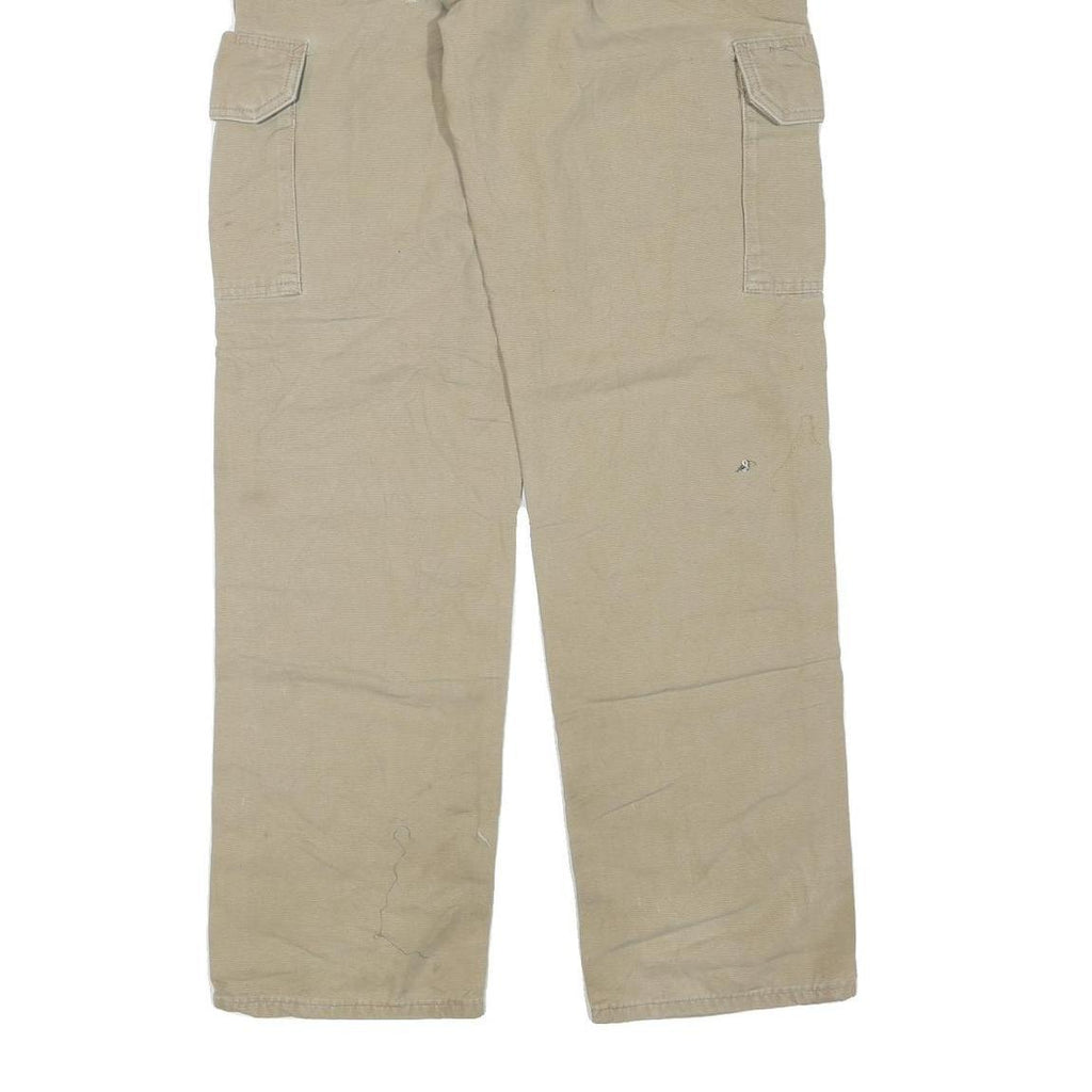 CARHARTT Mens Beige Cotton Blend Regular Cargo Trousers W30 L34 Durable Workwear