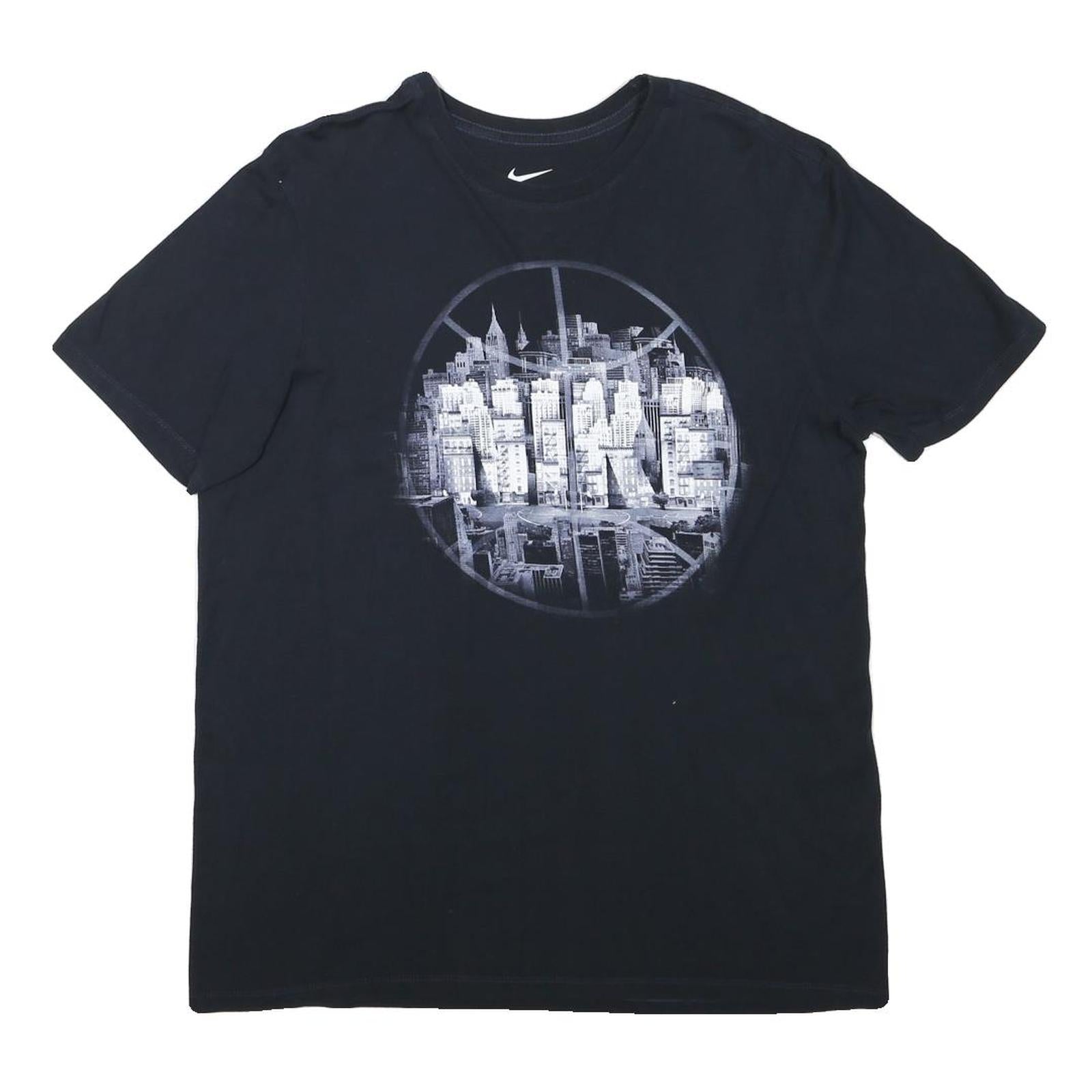 NIKE Mens Black Cotton Blend Graphic T-Shirt L Short Sleeve Crew Neck Urban