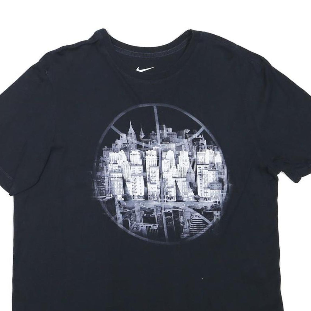 NIKE Mens Black Cotton Blend Graphic T-Shirt L Short Sleeve Crew Neck Urban