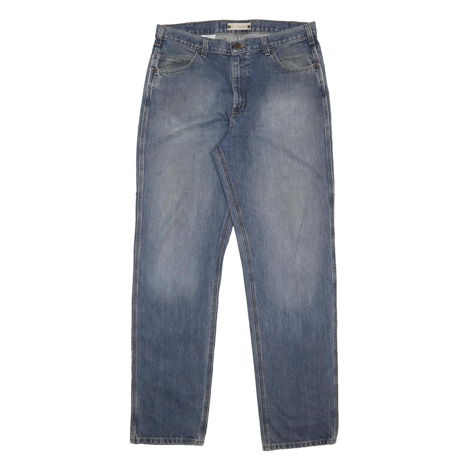 CARHARTT Mens Relaxed Blue Denim Jeans W36 L36 Classic Cotton Zip Casual