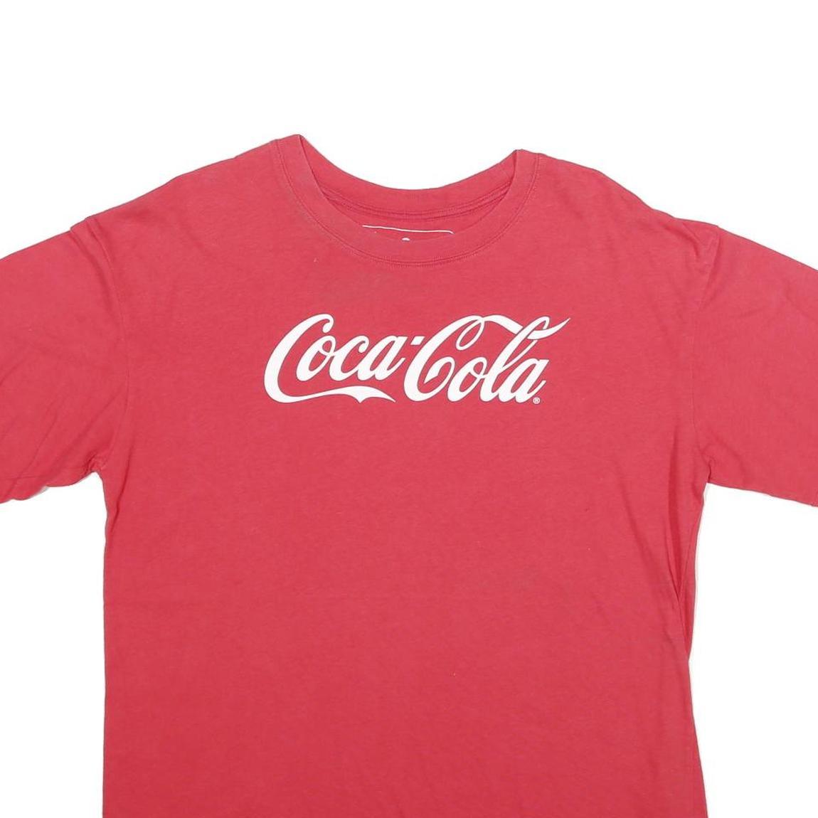 COCA COLA Mens Red L Short Sleeve Crew Neck Logo Print T-Shirt
