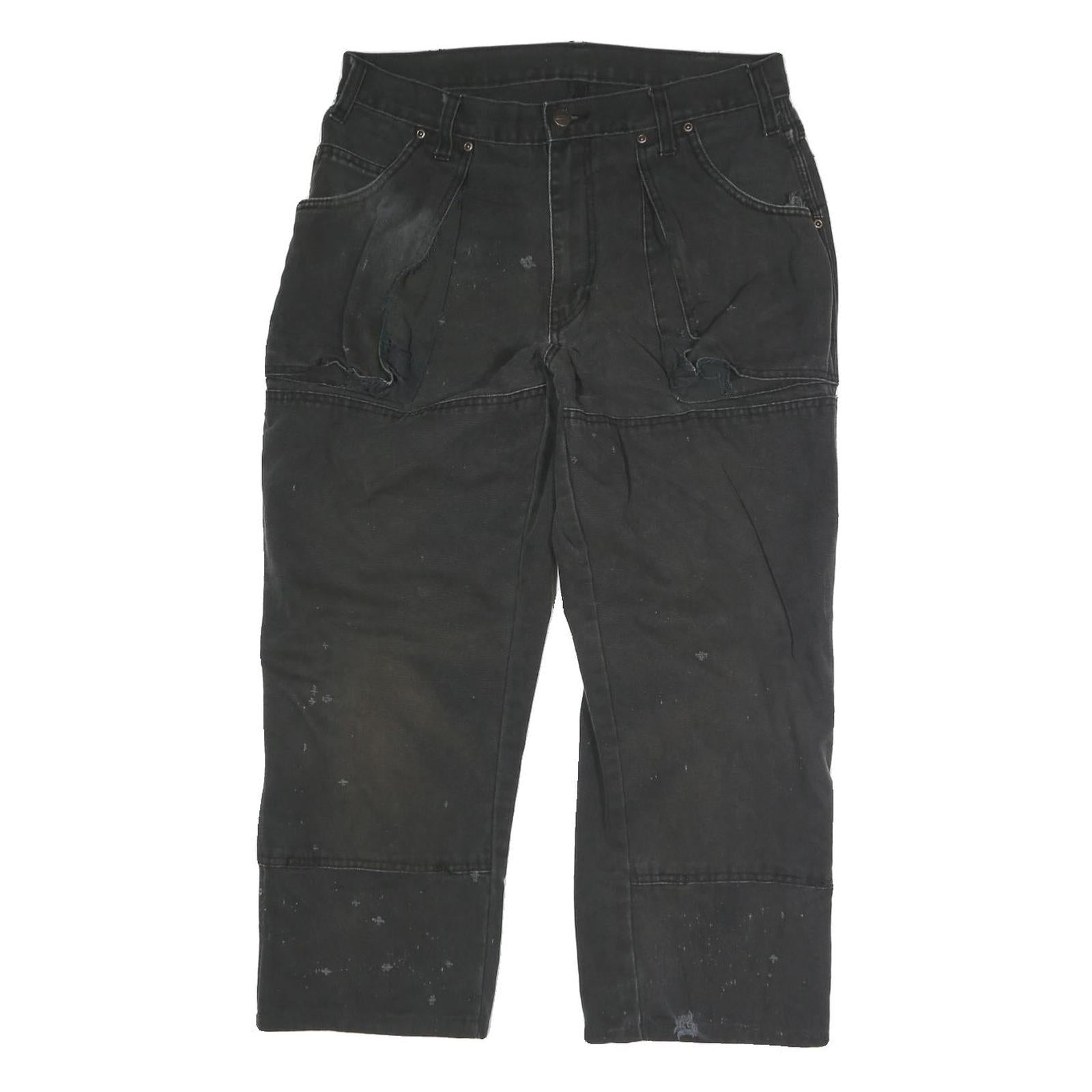 DICKIES Mens Regular Fit Black Workwear Cotton Blend Jeans W32 L25 Button